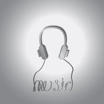 Vector : Headphone button and text background Stock Illustration