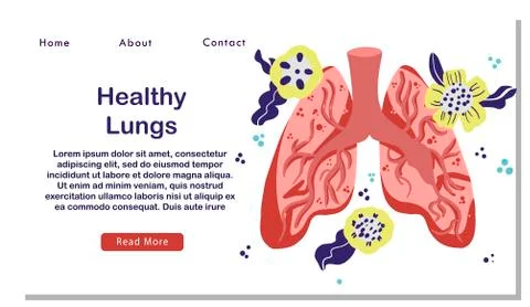 Vector healthy lungs on flowers. Background for label, advertisement of Stock Illustration