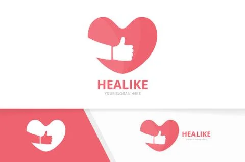 Vector heart and like logo combination. Love and best symbol or icon. Unique Stock Illustration
