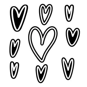 Vector heart background. Geometry element set batik graphic. Hand drawn Stock Illustration