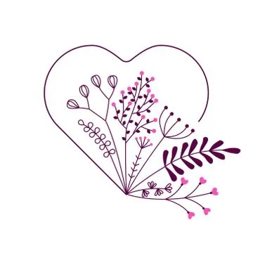 Vector heart with beautiful flowers Stock Illustration