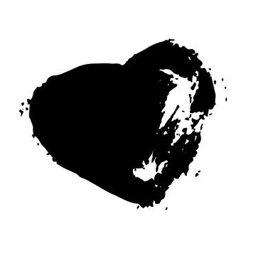 Vector Heart Brush Hand Drawn Element in Black Color Love Sign Sketch Style Stock Illustration