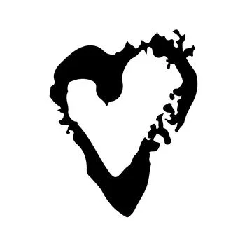 Vector Heart Brush Hand Drawn Element in Black Color Love Sign Sketch Style Stock Illustration
