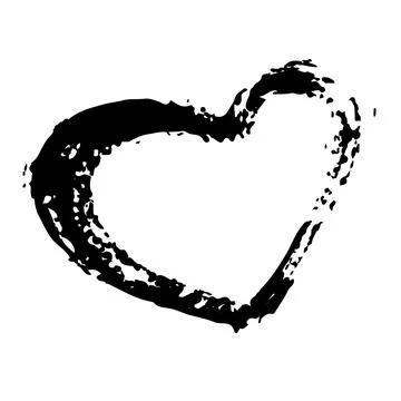 Vector Heart Brush Hand Drawn Element in Black Color Love Sign Sketch Style Stock Illustration
