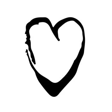Vector Heart Brush Hand Drawn Element in Black Color Love Sign Sketch Style Illustrazione stock