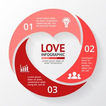 Vector heart circle infographic. Template for love cycle diagram, graph Stock Illustration