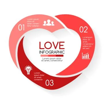 Vector heart circle infographic. Template for love cycle diagram, graph Stock Illustration