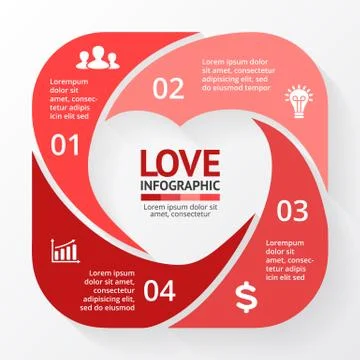 Vector heart circle infographic. Template for love cycle diagram, graph Stock Illustration
