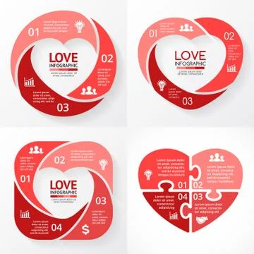 Vector heart circle infographic. Template for love cycle diagram, graph Stock Illustration