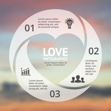 Vector heart circle infographic. Template for love cycle diagram, graph Stock Illustration