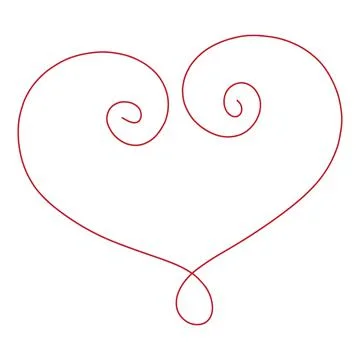 Vector heart decoration element red lineart Stock Illustration