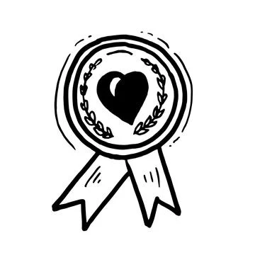 Vector heart doodle black label with ribbons Illustrazione stock