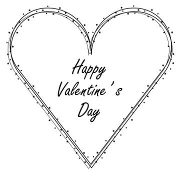 Vector heart frame with black lines, little stars and dots. Stock Illustration