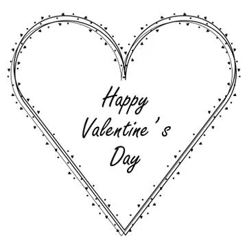 Vector heart frame with black lines, little hearts and dots. Stock Illustration