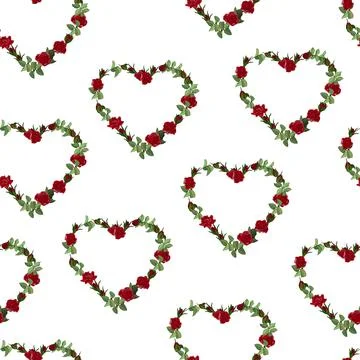 Vector heart frame of red roses flowers isolated on a white background. Stock-Illustration