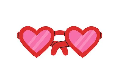 Vector heart glasses. Vector illustration in a flat style. Valentines Day c.. Stock Illustration