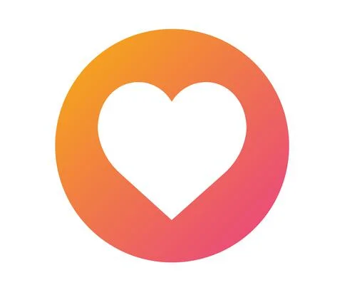Vector heart icon, orange and pink colorful gradient circle button Stock Illustration