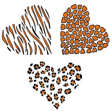 Vector heart leopard, tiger, giraffe. Stock Illustration
