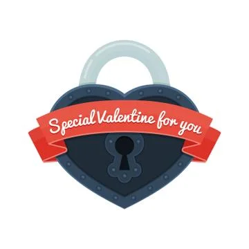 Vector heart lock with ribbon Stock Illustration
