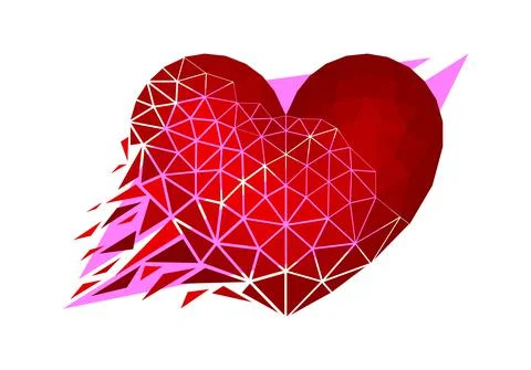 Vector heart in low poly style Stock Illustration
