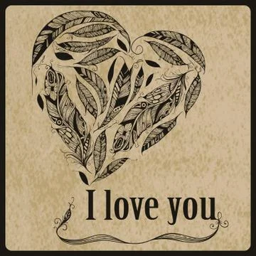Vector heart made of  feathers Stock-Illustration