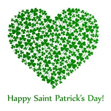 Vector heart made of small shamrocks Stock Illustration