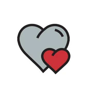 Vector Heart mini Icon cartoon red color Stock Illustration