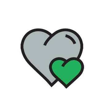Vector Heart mini Icon cartoon green color Stock Illustration