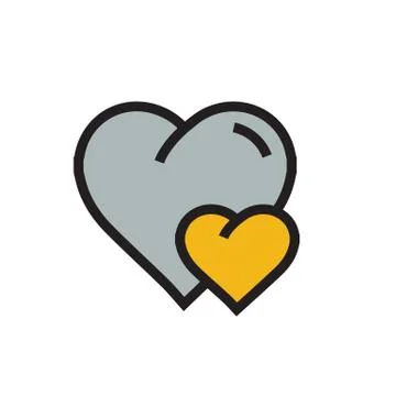 Vector Heart mini Icon cartoon yellow color Stock Illustration