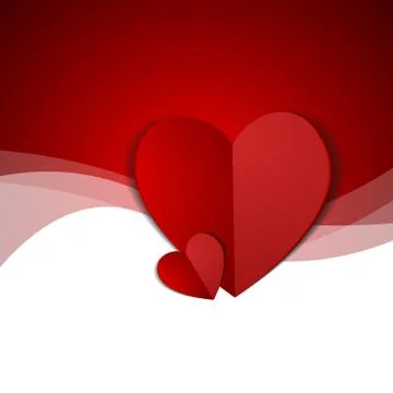 Vector : Heart paper on red background Stock Illustration