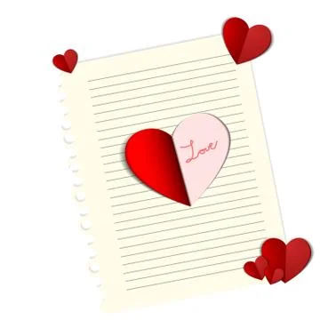 Vector : Heart paper on red background Stock-Illustration