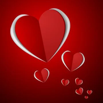 Vector : Heart paper on red background Stock Illustration