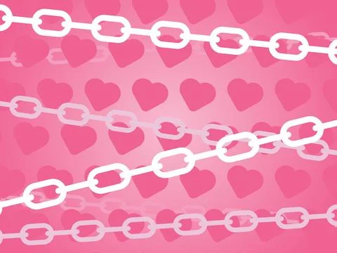 Vector heart pattern design with a chain in pink shades Illustrazione stock