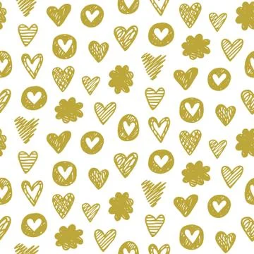 Vector heart pattern in golden color Stock Illustration
