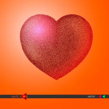 Vector heart pink dots. Black red dots and confetti. Symbol and logo heart 스톡 일러스트