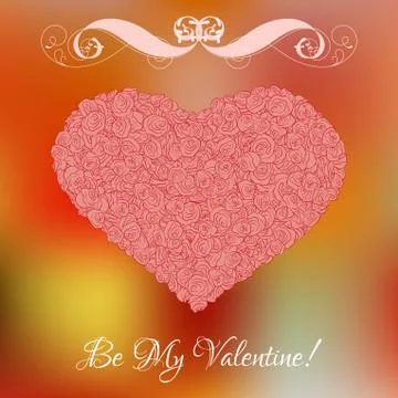Vector heart from pink roses with curl Stock Illustration
