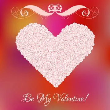 Vector heart from pink roses with curl Stock Illustration
