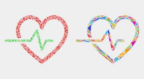 Vector Heart Pulse Mosaic Icon of Triangle Elements 스톡 일러스트