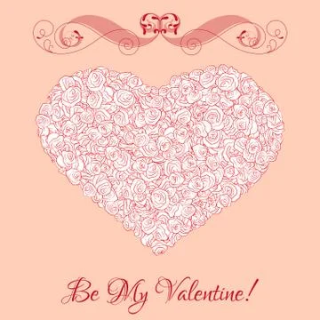 Vector heart from roses with curl Stock Illustration