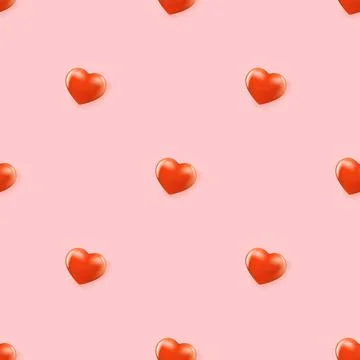 Vector heart seamless pattern background with red layout. Beautiful cute Stock Illustration