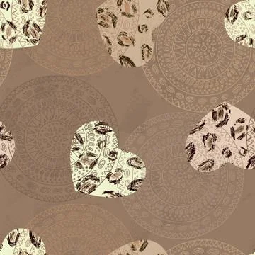 Vector heart seamless pattern. Jaguar wallpaper. Stock Illustration