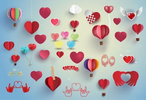 Vector heart set. Stock Illustration