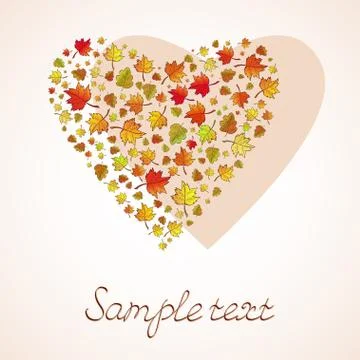 Vector heart shape from autumn leaves. Stock Illustration