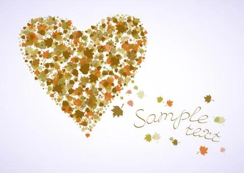 Vector heart shape from autumn leaves. Stock Illustration