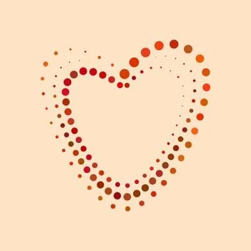 Vector heart shape from colored dots. Halftone effect. Stock Illustration