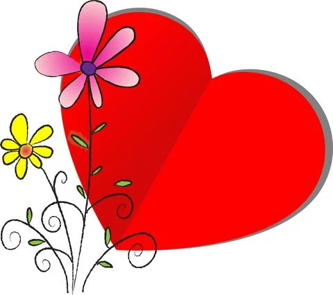 Vector heart shape flowers border card background Stock Illustration