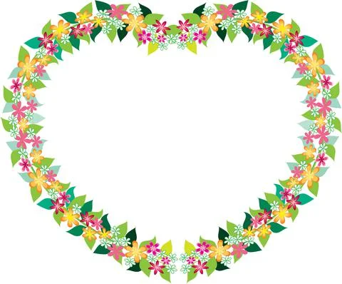Vector heart shape flowers border card background Stock Illustration