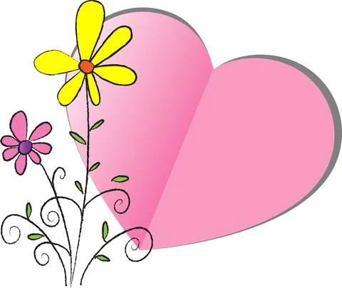 Vector heart shape flowers border card background Stock Illustration