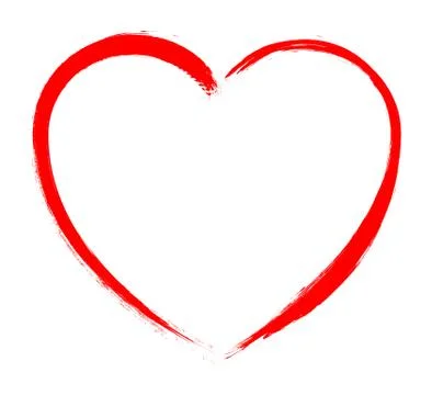 Vector Heart shape frame with brush painting isolated on white background Stock Illustration