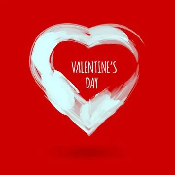 Vector Heart shape frame with brush painting Stock Illustration